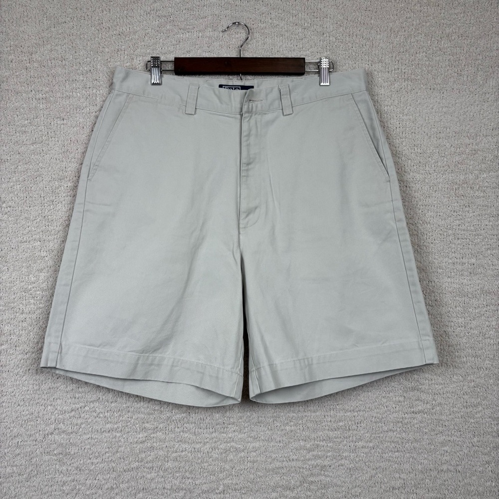 Polo Ralph Lauren Shorts Mens 35 Khaki Philip Chino 100%‎ Cotton Classic Flat